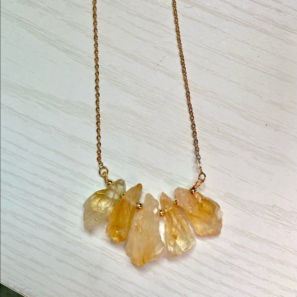 Raw citrine crystal necklace